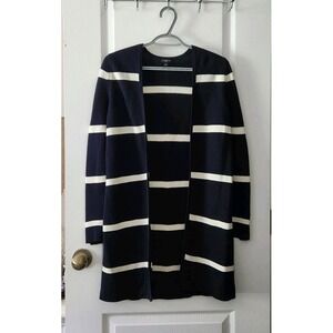Talbots Petite Women's Open Front Striped Cardigan Long Sleeve Blue Nautica Sz S